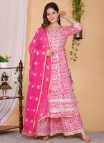 Pure Cotton Pink Traditional Wear Printed Readymade Anarkali Suit